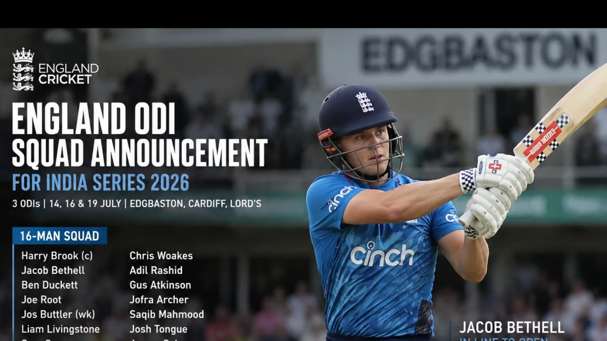 Jacob Bethell set to open as England name ODI squad for India