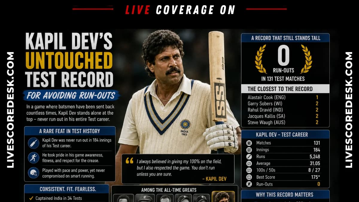 Kapil Dev's Untouched Test Record for Avoiding Run-Outs