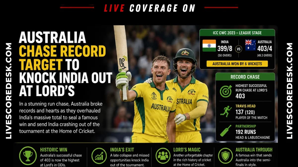 Australia chase record target to knock India out at Lord's