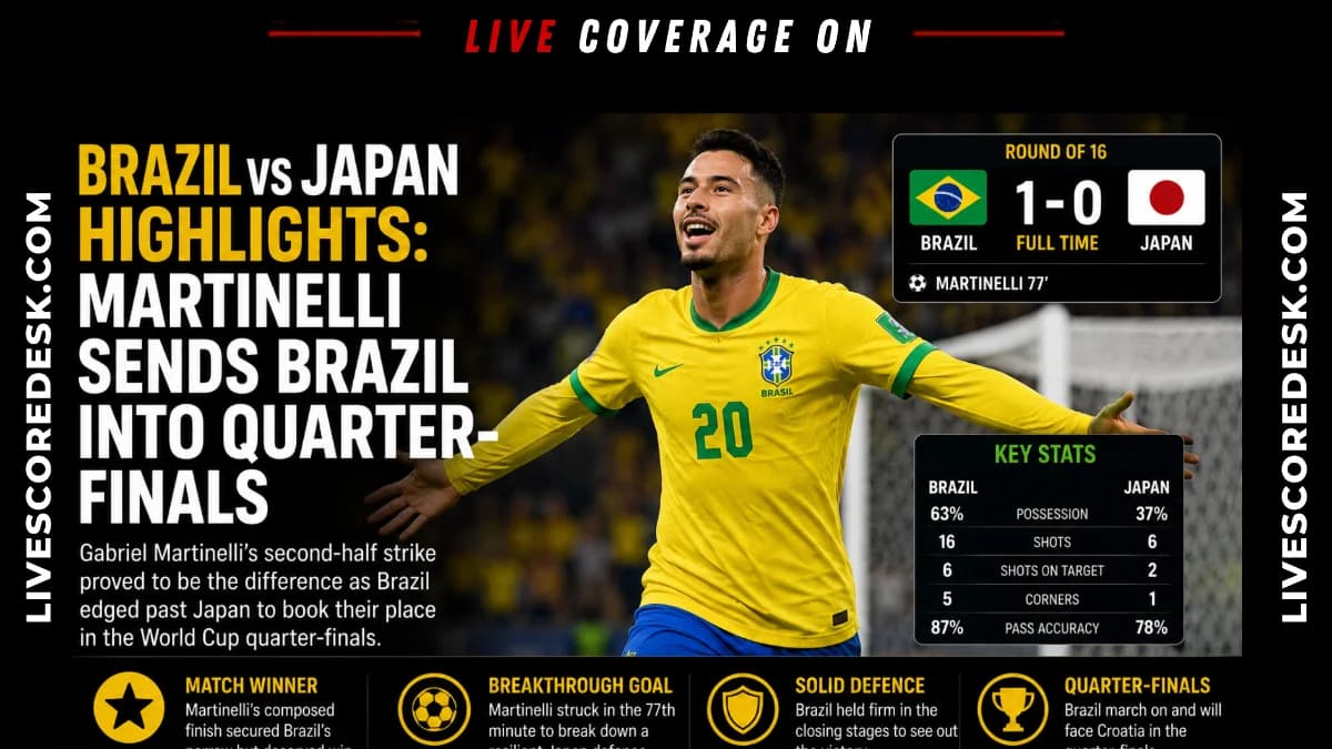 Brazil vs Japan Highlights: Martinelli Sends Brazil Into Quarter-finals