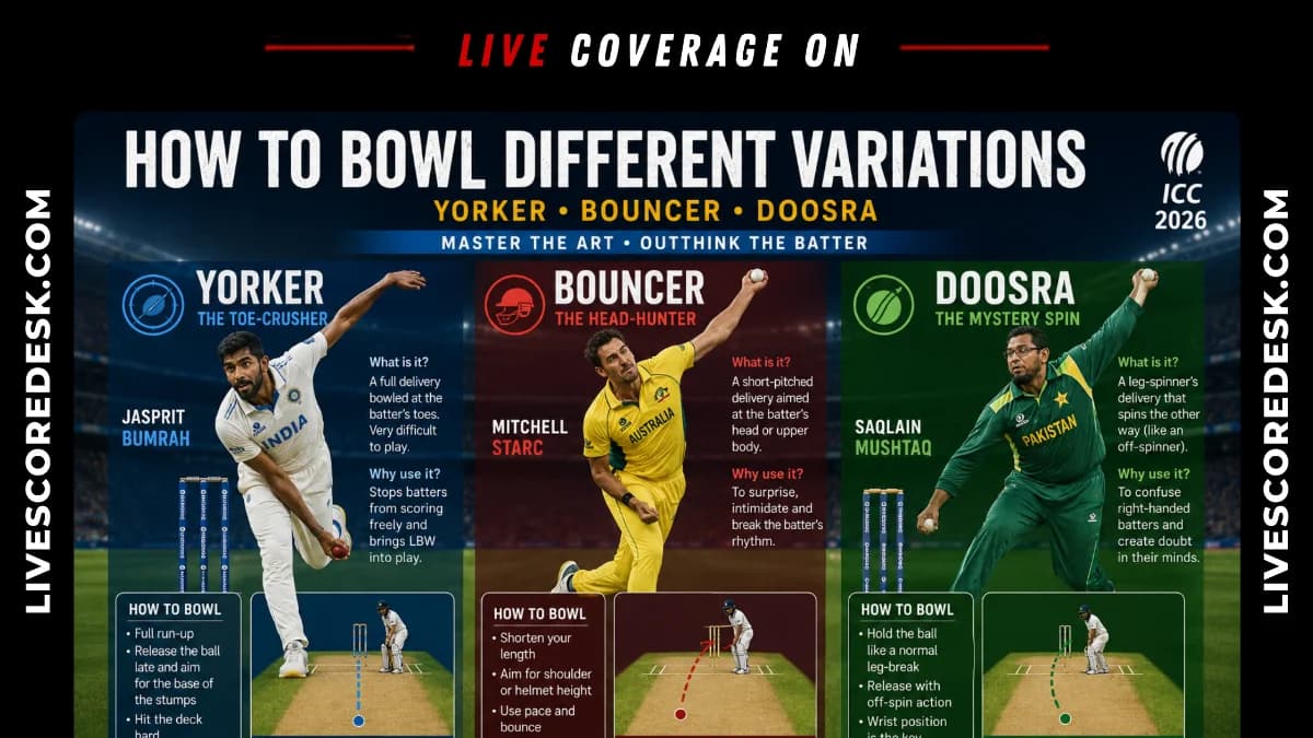 How to Bowl Different Cricket Variations: Yorker, Bouncer & Doosra