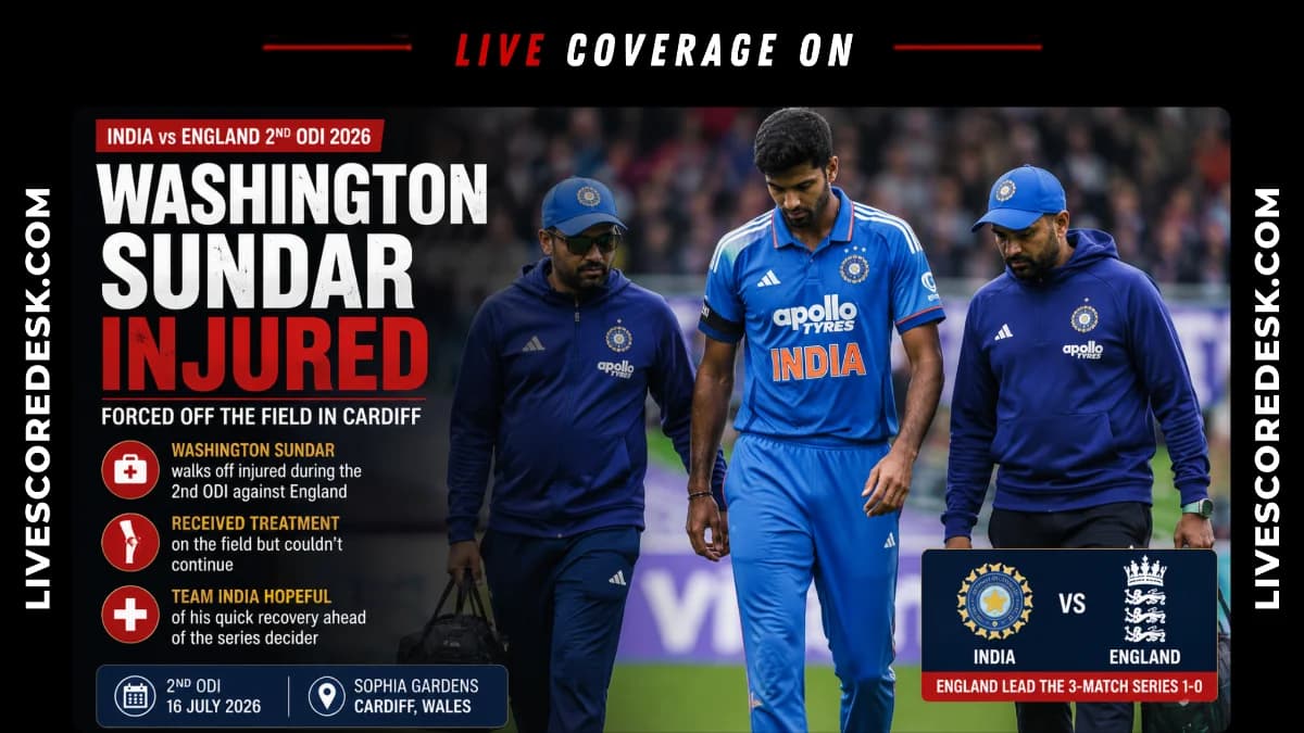 Washington Sundar Ruled Out of India's 3rd ODI Against England